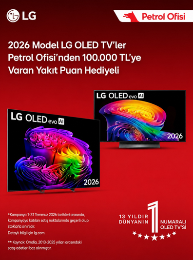 Seçili LG OLED TV’ler 100.000 TL’ye Varan Positive Puan Hediyeli!