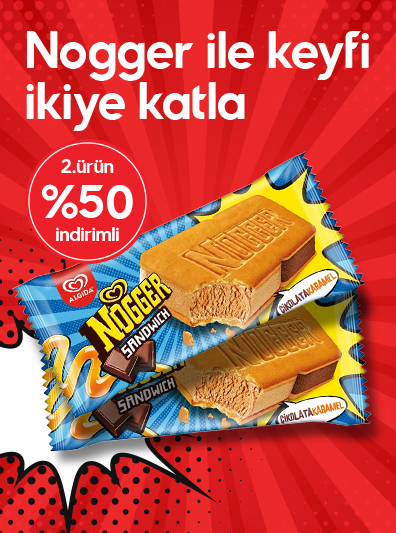 Nogger Dondurma Çeşitlerinde 2.si %50 İndirim